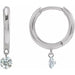 Ladies Drilled Natural Diamond Hinged Hoop Earrings — 14K White Gold