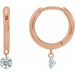 Ladies Drilled Natural Diamond Hinged Hoop Earrings — 14K Rose Gold