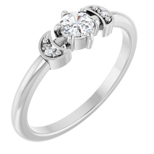 Ladies Rose-Cut Natural Diamond Stackable Ring (VS1-SI3, GHI) — Platinum