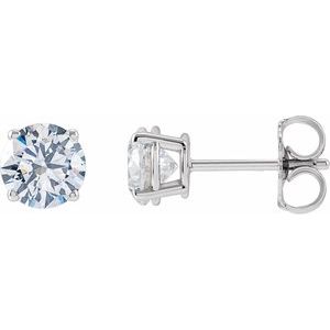 Lab-Grown Diamond Round 4-Prong Lightweight Stud Earrings - Style 652480