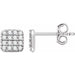 Ladies Natural Diamond Cluster Earrings — 14K White Gold