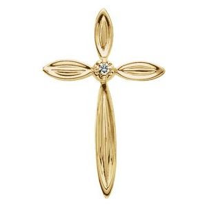 Ladies Natural Diamond Cross Pendant (Si1, G-H) — 14K Yellow Gold