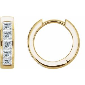 Ladies Natural Diamond Hoop Earrings (I1, G-H) — 14K Yellow Gold