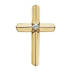Ladies Natural Diamond Cross Pendant (Si1, G-H) — 14K Yellow Gold
