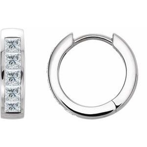 Ladies Natural Diamond Hoop Earrings (I1, G-H) — Sterling Silver
