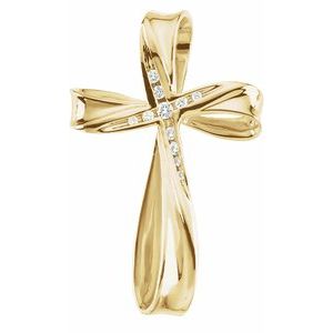 Ladies Natural Diamond Cross Pendant (Si1, G-H) — 14K Yellow Gold