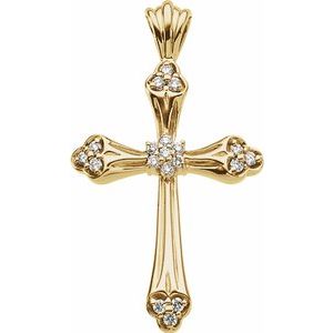 Ladies Natural Diamond Cross Pendant (Si1, G-H) — 14K Yellow Gold