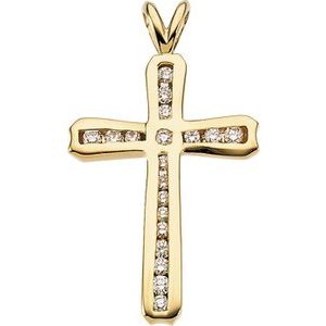 Ladies Natural Diamond Cross Pendant (Si1, G-H) — 14K Yellow Gold