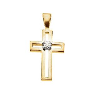 Ladies 14K Yellow/ Natural Diamond Cross Pendant (Si1, G-H) — 14K Yellow/White Gold