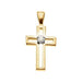 Ladies 14K Yellow/ Natural Diamond Cross Pendant (Si1, G-H) — 14K Yellow/White Gold