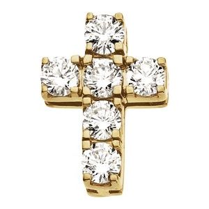 Ladies Natural Diamond Cross Pendant (Si1, G-H) — 14K Yellow Gold