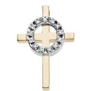 Ladies 14K White/ Natural Diamond Cross Pendant (Si1, G-H) — 14K White/Yellow Gold