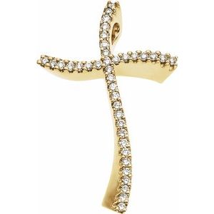 Ladies Natural Diamond Cross Pendant (Si1, G-H) — 14K Yellow Gold