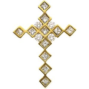 Ladies Natural Diamond Cross Pendant (Si1, G-H) — 14K Yellow Gold