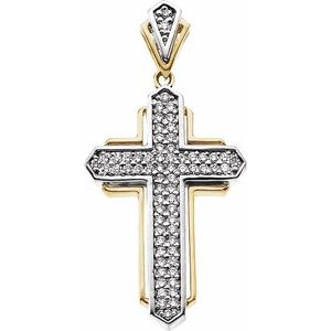 Ladies 14K White/ Natural Diamond Cross Pendant (Si1, G-H) — 14K White/Yellow Gold
