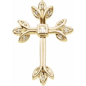 Ladies Natural Diamond Cross Pendant (I1, G-H) — 14K Yellow Gold