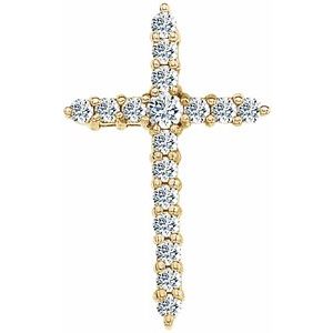 Ladies Natural Diamond Cross Pendant (Si1, G-H) — 14K Yellow Gold