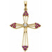 Ladies Natural Ruby Natural Diamond Cross Pendant (I1, G-H) — 14K Yellow Gold