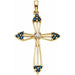 Ladies Natural Blue Sapphire Natural Diamond Cross Pendant (I1, G-H) — 14K Yellow Gold