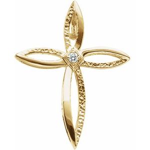 Ladies Natural Diamond Cross Pendant (Si1, G-H) — 14K Yellow Gold