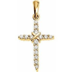 Ladies Natural Diamond Cross Pendant (Si1, G-H) — 14K Yellow Gold