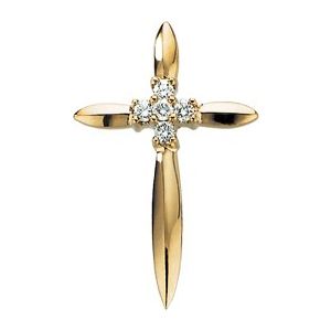 Ladies Natural Diamond Cross Pendant (Si1, G-H) — 14K Yellow Gold
