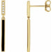 Ladies Natural Diamond Black Enamel Bar Earrings — 14K Yellow Gold