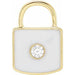 Ladies Natural Diamond White Enamel Lock Charm/Pendant — 14K Yellow Gold