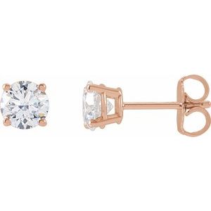 Lab-Grown Diamond Round 4-Prong Lightweight Stud Earrings - Style 652480
