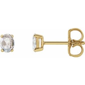 Ladies Rose-Cut Natural Diamond Earrings — 14K Yellow Gold