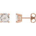 Ladies Rose-Cut Natural Diamond Stud Earrings — 14K Rose Gold