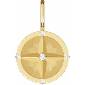 Ladies Natural Diamond Compass Charm/Pendant (I1, G-H) — 14K Yellow Gold