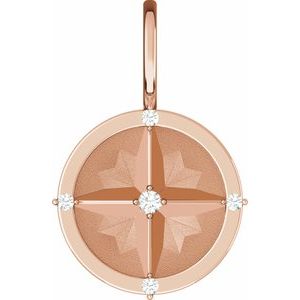 Ladies Natural Diamond Compass Charm/Pendant (I1, G-H) — 14K Rose Gold