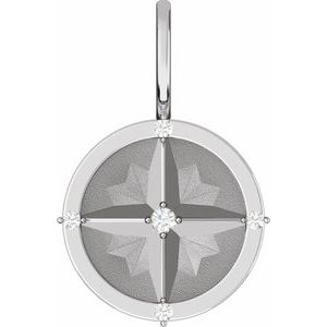 Ladies Natural Diamond Compass Charm/Pendant (Si2-Si3, G-H) — Platinum