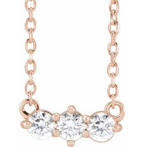 Ladies Natural Diamond Three-Stone Necklace (I1, G-H) — 14K Rose Gold