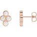 Ladies Natural Diamond Bezel-Set Cluster Earrings — 14K Rose Gold