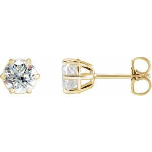 Ladies Natural Diamond Stud Earrings (I1, G-H) — 14K Yellow Gold