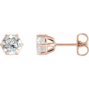 Ladies Natural Diamond Stud Earrings (Si2-Si3, G-H) — 14K Rose Gold