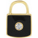 Ladies Natural Diamond Black Enamel Lock Charm/Pendant — 14K Yellow Gold