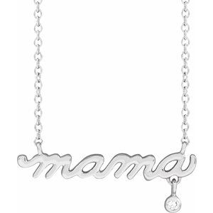 Ladies Natural Diamond Mama Necklace (Si2-Si3, G-H) — Platinum