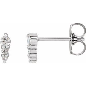 Ladies Natural Diamond Graduated Bar Earrings (I1, G-H) — 14K White Gold