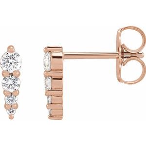 Ladies Natural Diamond Graduated Bar Earrings (I1, G-H) — 14K Rose Gold