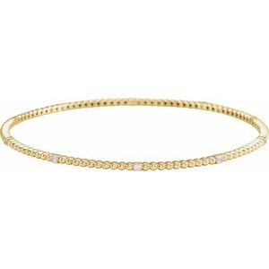 Ladies Natural Diamond Beaded Bangle 7 3/ Bracelet (I1, H+) — 14K Yellow Gold