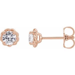Ladies Natural Diamond Claw-Prong Rope Earrings — 14K Rose Gold