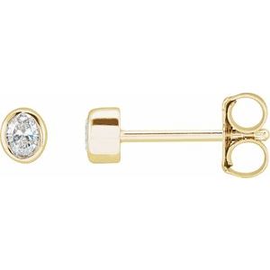 Ladies Natural Diamond Bezel-Set Earrings — 14K Yellow Gold