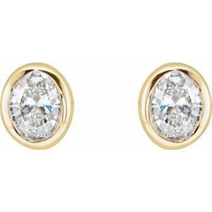 Lab-Grown Diamond Oval Bezel-Set Stud Earrings