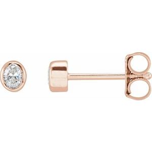 Ladies Natural Diamond Bezel-Set Earrings — 14K Rose Gold