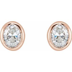 Lab-Grown Diamond Oval Bezel-Set Stud Earrings