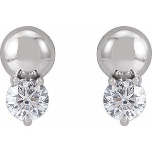 Lab-Grown Diamond Accented Bead Earrings