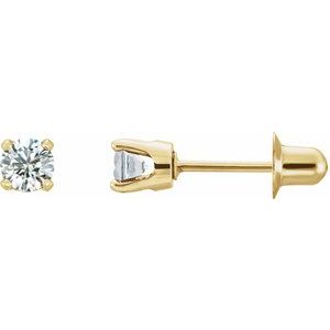 Ladies Natural Diamond Earrings — 14K Yellow Gold